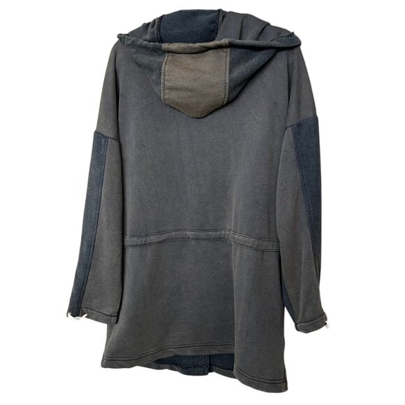 POL Oversized Hooded Safari Jacket Size Small Washed Charcoal Navy Two-Tone NEW! - Picture 3 of 8